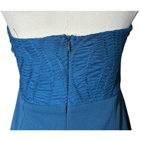 Lulus Passionate Aura Teal Blue Textured Strapless Bustier Midi Dress Sz M NEW - Picture 8 of 11